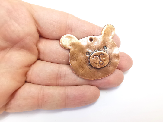 Bear Charms Pendants, Antique Copper Plated Charms (46x41mm) G29806