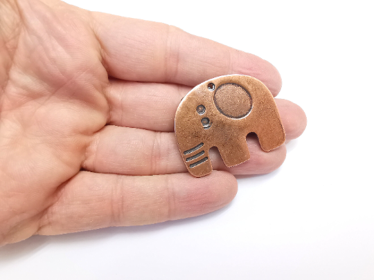 Elephant Charms Pendants, Antique Copper Plated Charms (42x34mm) G29801
