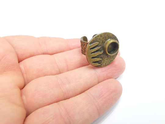 Sun Ring Blank Setting, Cabochon Mounting, Adjustable Resin Ring Base Bezels, Antique Bronze Inlay Ring Mosaic Ring Bezel (8mm) G29593