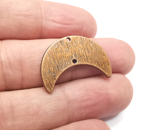 2 Crescent Connector Charms, Antique Copper Plated Charms (27mm) G28907