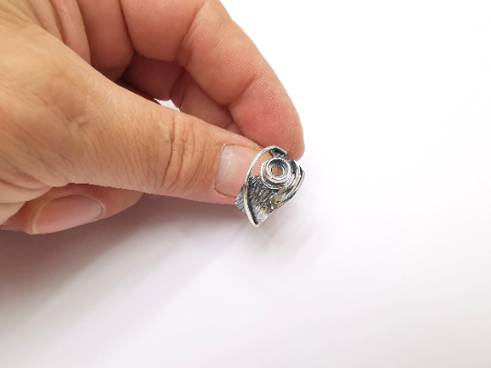 Sterling Silver Ring Blank Bezel 925 Antique Silver Setting Cabochon Ring Mounting Adjustable Ring Base (5mm) G30068