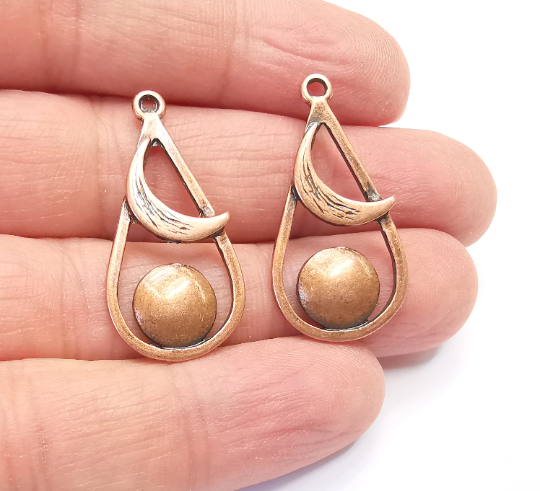 Drop Crescent Full Moon Charms Sky Pendant Antique Copper Plated Charms (34x17mm) G28007