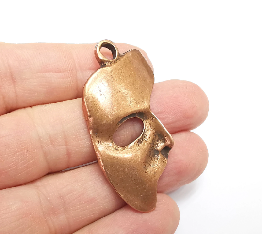 Face Mask Charms Antique Copper Plated Charms (50x24mm) G29572