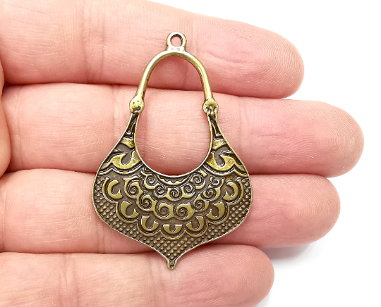 Ethnic Charms, Antique Bronze Plated Charms (50x34mm) G28942