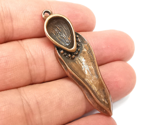 Seed Charms Pendant Antique Copper Plated Charms (51x16mm) (14x10mm) G28336