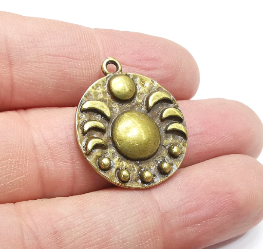 Crescent Moon Charms, Phase of the moon, Antique Bronze Plated Charms (29x25mm) G29377
