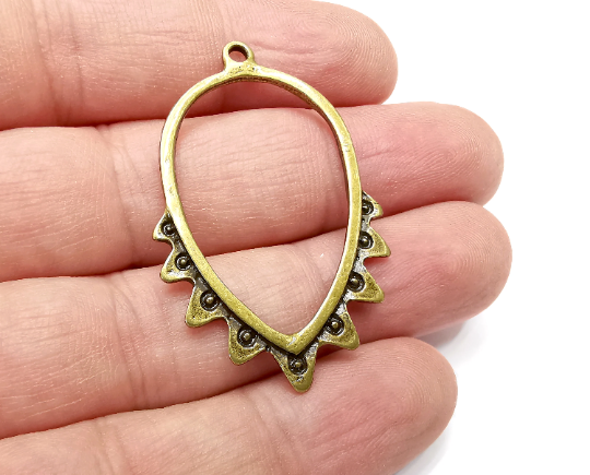 Ethnic Drop Charms, Antique Bronze Plated Charms (45x30mm) G28922