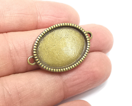 Oval Pendant Connector Blanks, Resin Bezel Bases, Mosaic Mountings, Polymer Clay base, Antique Bronze Plated (25x18mm) G29821
