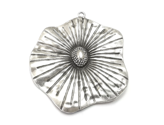 Flower Pendant Charms Antique Silver Plated Charms (66x58mm) G28000