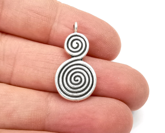 Swirl Charm Spirals Charms (Double sided) Antique Silver Plated Charms (28x15mm) G28084