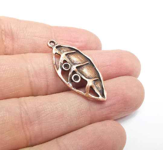 Leaf Charms Blank Mountings Cabochon Setting Antique Copper Plated Pendant (34x17mm)(2mm Blank) G29807