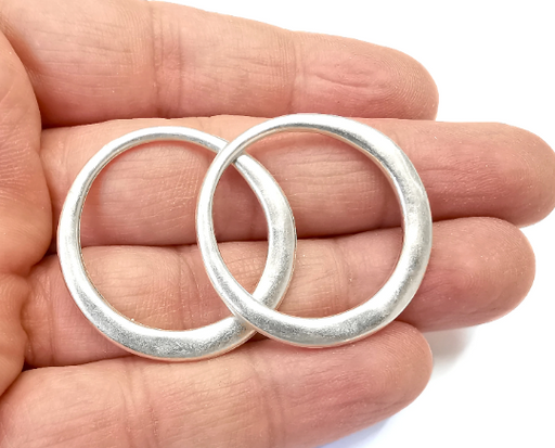 Circle Round Connector Findings Antique Silver Plated Findings (35mm) G28043
