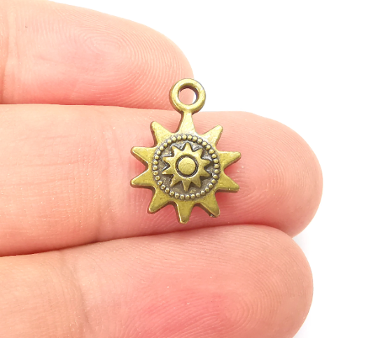 Sun Charms (Double sided) Antique Bronze Plated (17x12mm) G28297