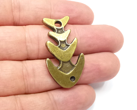 Fish Bone Charms Antique Bronze Plated Charms (40x21mm) G28291