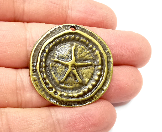 Star Charms Starfish Fossil Charms Antique Bronze Plated (34mm) G28338