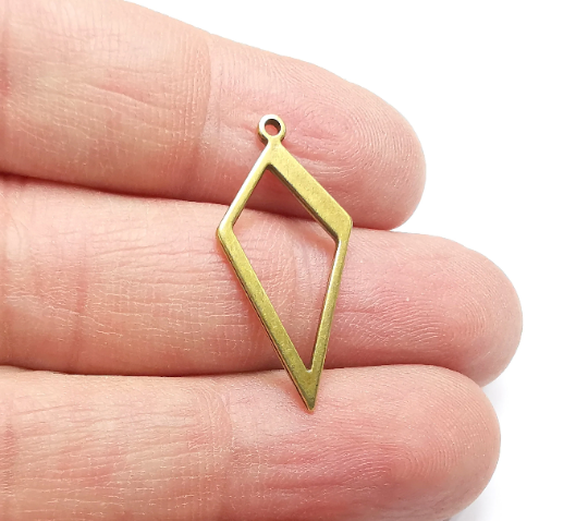 5 Rhombus Charms Antique Bronze Plated Charm, Jewelry Findings, Earring Charms (30x14mm) G29505