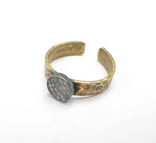 Raw Brass Ring Blank Settings, Cabochon Base, Mountings Adjustable (8mm blank ) G29565