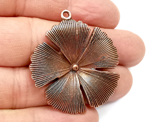 Flower Charms Pendant Antique Copper Plated (42x38mm) G29563