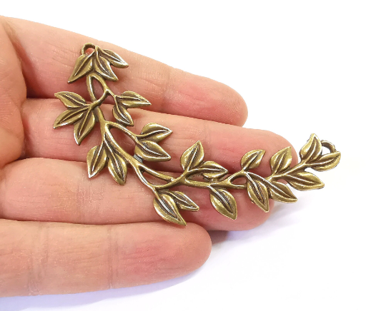 Leaves branch pendant connector Antique bronze plated pendant (83mm) G24438