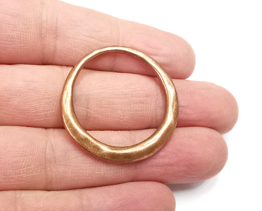 Antique Copper Round Connector Antique Copper Plated Organic Shape Hoop (35mm) G29364