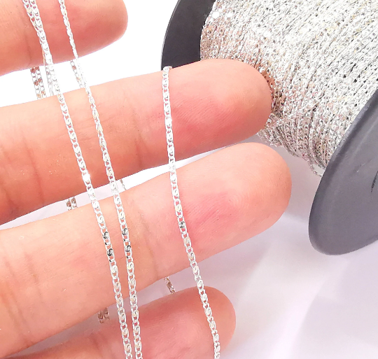 1mt(3.3ft) Sterling Silver Chain 925 Solid Silver Soldered Chain (1.2x0.6mm) G30050