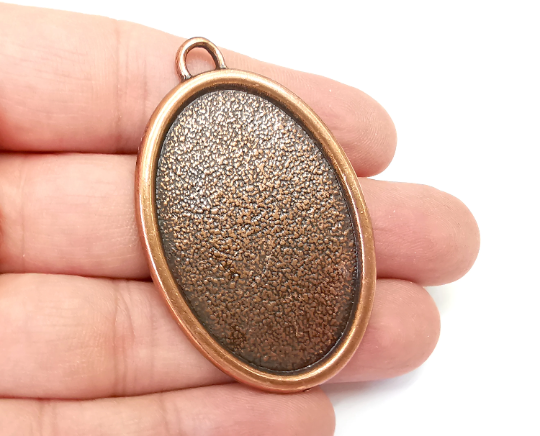 Oval Frame Pendant Blank Antique Copper Plated Pendant (56x36mm) (46x31mm Blank Size) G28079