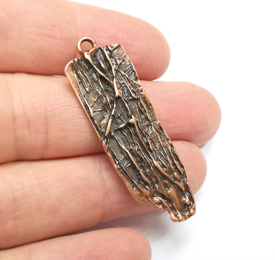 Wood Bark Textured Charms Antique Copper Plated Charms (49x16mm) G29388