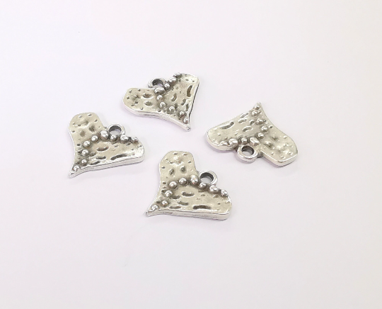 10 Heart charm Antique silver plated charms (19x17mm) G24410