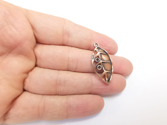 Leaf Charms Blank Mountings Cabochon Setting Antique Copper Plated Pendant (34x17mm)(2mm Blank) G29807