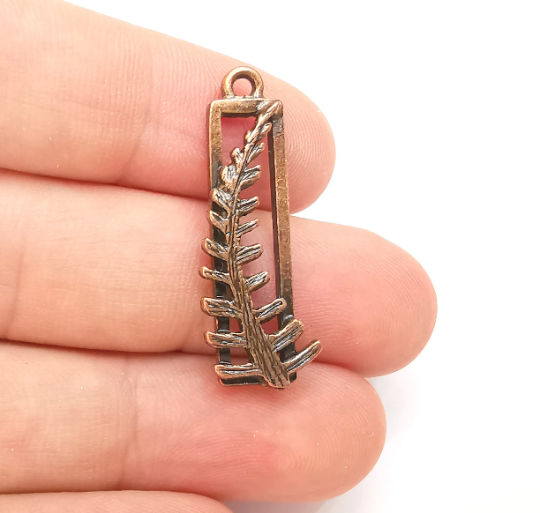 Fern Leaf Charms Frame Antique Copper Plated (34x12mm) G28314
