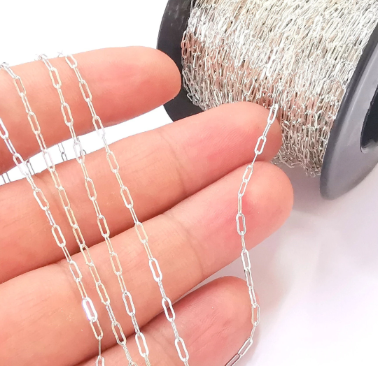 1 Feet (30 cm) Sterling Silver Cable Chain 925 Solid Silver Soldered Chain  (5x1,8mm) G30000