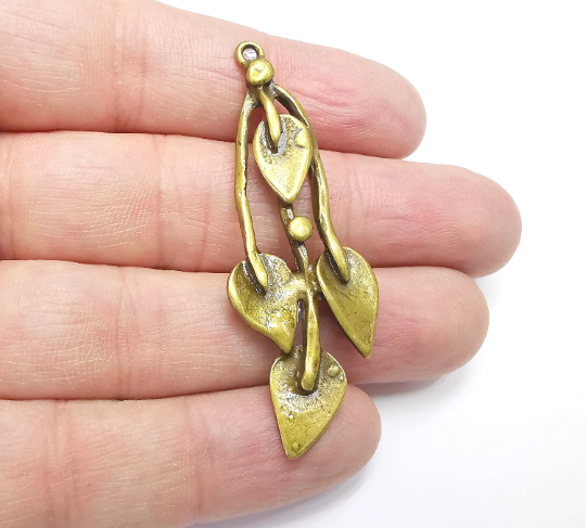 Leaf Branch Charms Antique Bronze Plated Charms (60x22mm) G29397