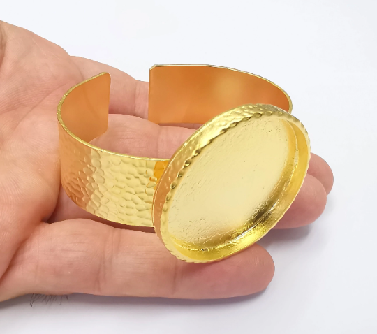 Gold blanks Hammered bracelet blanks Cuff blanks Adjustable bracelet blank Gold plated bracelet (40mm Blanks ) G28258