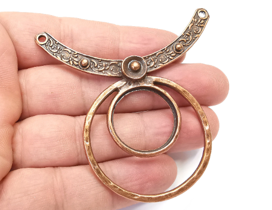 Ethnic Connector Pendant, Antique Copper Plated (68mm) G28780