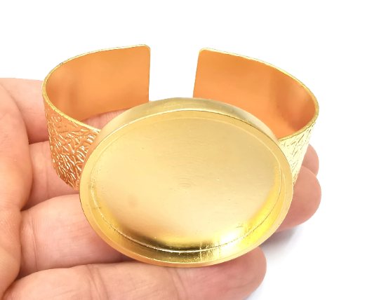 Gold Textured Bracelet Blanks Cuff Adjustable Bracelet Blank Gold plated (40mm Blank) G28270