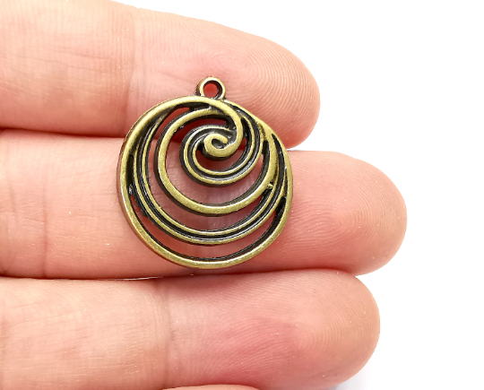 Tidal Wave Swirl Spirals Charms Antique Bronze Plated (25x22mm) G28265
