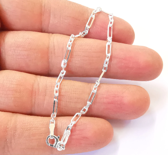 Sterling Silver Finished Bracelet Chain Bangle Chain Ready Chain 925 Solid Silver Chain Findings (17cm-6,6inch) G30076