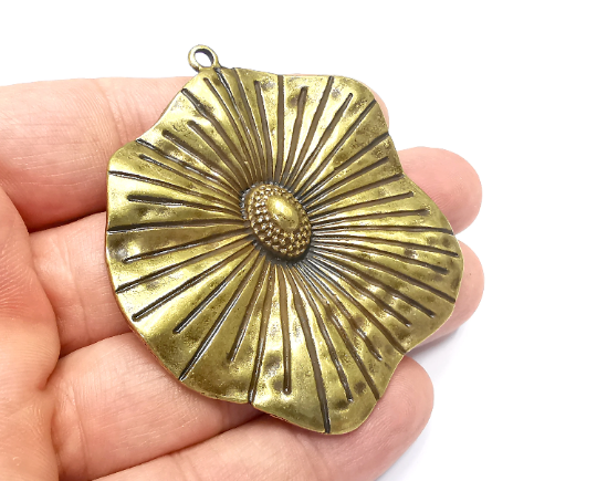 Flower Pendant Charms Antique Bronze Plated Charms (66x58mm) G28805