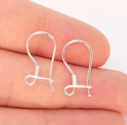 2 Solid Sterling Silver Earring Hook, 925 Silver Earring Wire Findings (20mm) G30075