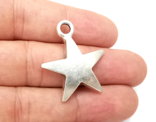 Star Charms Antique Silver Plated (33x28mm) G28454