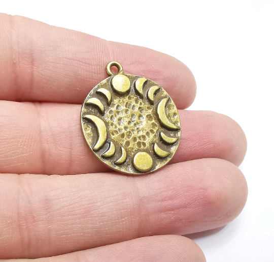 Crescent Moon Charms, Phase of the moon, Antique Bronze Plated Charms (29x25mm) G29385