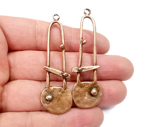 Ethnic Charms, Dangle Pendant, Earring Charms, Jewelry Findings, Antique Copper Plated (64x19mm) G29533