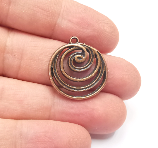 Tidal Wave Swirl Spirals Charms Antique Copper Plated (25x22mm) G28283