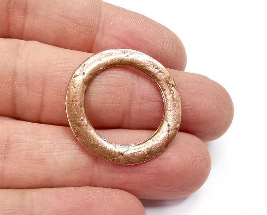 2 Round Charms Connector, Antique Copper Plated Findings (28mm) G29513