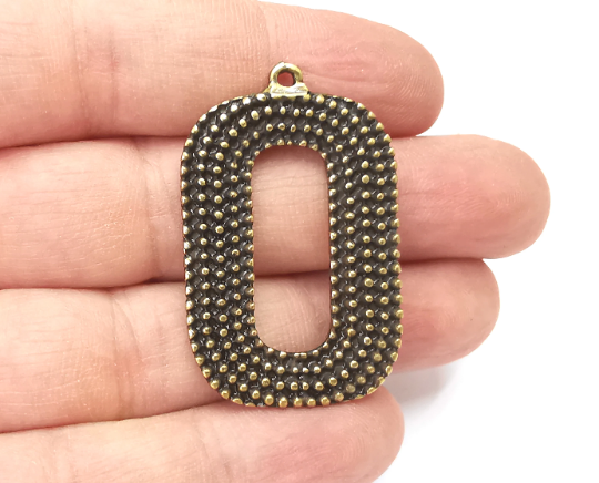 Dotted Oval Balls Charms Antique Bronze Plated Charm (43x27mm) G28064