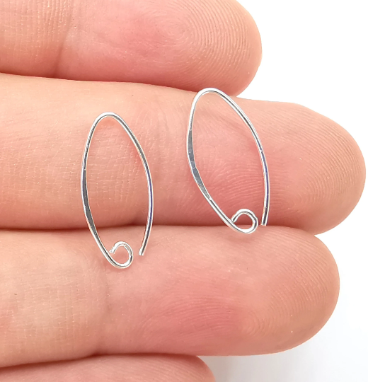 Solid Sterling Silver Earring Hook 925 Silver Earring Wire Findings (18mm) G30022