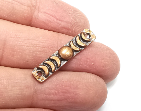 Moon Crescent Dangle Connector Charms, Phase of The Moon Antique Copper Plated Charms (30x6mm) G29814