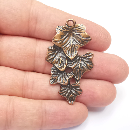 2 Leaf Leaves Charms Antique Copper Plated Charms (50x28mm) G28276