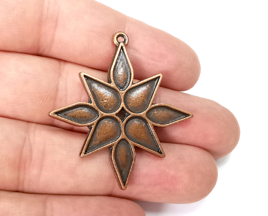 Star Charms, Antique Copper Plated Charms (43x40mm) G28975