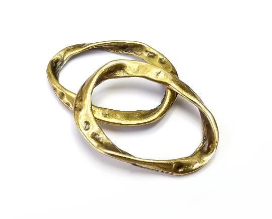 Curved Hammered Oval Findings Antique Bronze Plated Findings (43x33mm) G28024